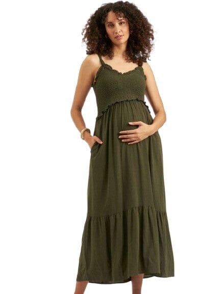 Brandi Smocked Top Dress Dresses Ripe XS Olive 