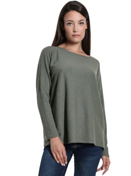 Lux Soft "Sweater" Made in Italy Tops mom fave One Size Fits Most Army 