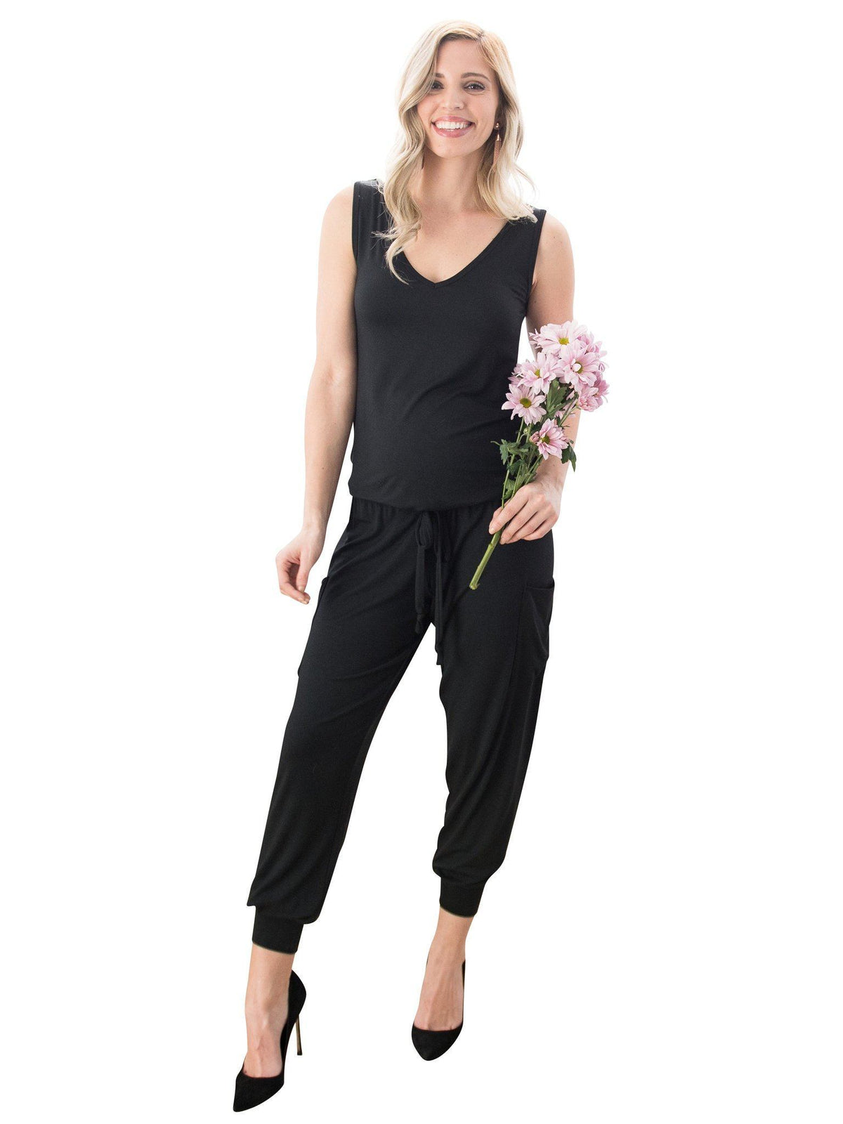 Hudson Jumpsuit by alex & harry, black maternity jumpsuit for pregnancy that's not maternity .Crowd favorite.